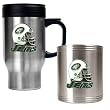 New York Jets 16oz Travel Mug & Stainless Can Holder Set - Helmet logo NFL Football