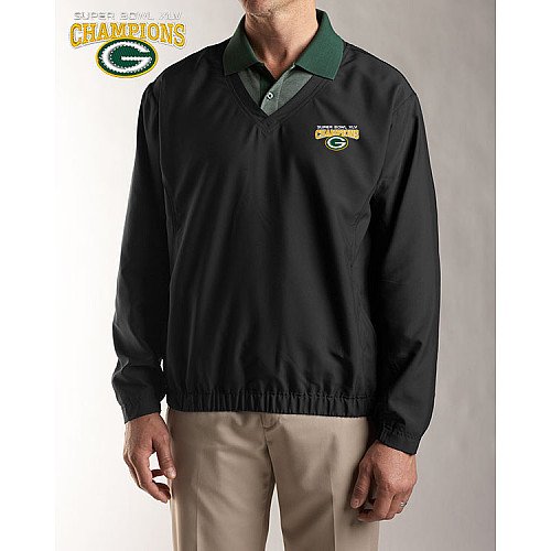 Cutter & Buck Green Bay Packers Super Bowl XLV Champions V-Neck Windbreaker Large