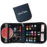 Quick Stitch Mini Travel Sewing Kit with All Basic Sewing Supplies in a Navy Blue Compact Case