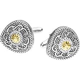 Sterling Silver and 14K Yellow Gold Cufflinks