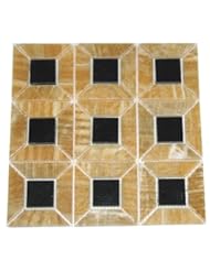 Home Improvement: Honey Onyx 3-Dimensional 1x4 Mosaics with Absolute Black Granite Insert 1.75x1.75 Polished Meshed on 12x12 Tiles for Backsplash, Shower Walls, Bathroom Floors - Marble 'n things