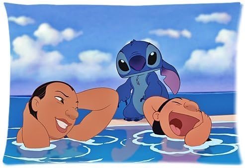 Lilo And Stitch Character 20X30 Two Sides Custom Cotton &amp; Polyester Pillow Case Cover Cushion Cover Model: CHH-0374 (Build-to-Order)
