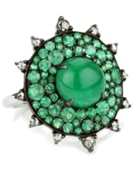 Nam Cho "Bulls Eye" Cocktail Ring with Neon Emeralds in 18k, Size 7
