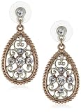 1928 Boutique Pink Champagne Elegant Filigree Teardrop Earrings