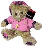 Holiday Light Brown Teddy Bear Plush Stuffed Animal Toy with Pink Fleece Hoodie Jacket - 8.5 Inches Sitting