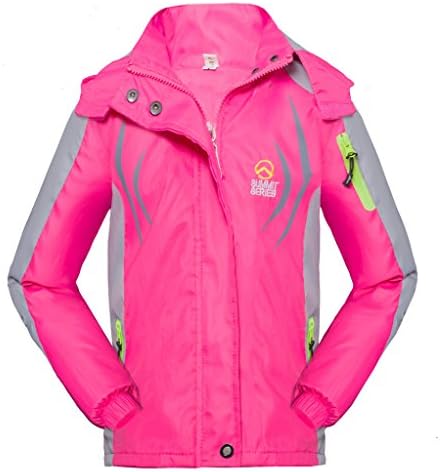 Roseate Girl's Athletic Outerwear Zip-up Waterproof Wind Jacket Hot Pink 8