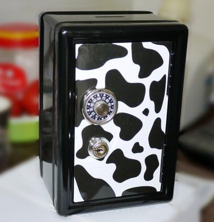 Mini safe piggy bank, a small jewelry box lock(Design of the cow)