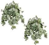 TWO 34" Frosted Grape Ivy Hanging Bushes with Grapes