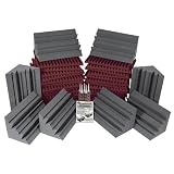 Auralex PROJ2CHA/BUR Project2 Roominator Kit:  24- 2′x2′x2 Wedge Panels-Burgundy; 8- LENRD Bass Traps-Charcoal and 5- Tubes of Tubetak Pro Adhesive