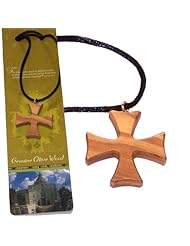 Pattée style olive wood extra-Smoothed necklace ( 1.2 inches or 3 cm) - Necklace length is adjustable. With Certificate.