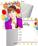 Justin Bieber Party Invitations Set of 6