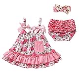 Gmasking ベビー服 赤ちゃんドレス ベビーショートパンツ スイムウェア 袖なしワンピース パジャマ 夏着 蝶結び フリル (S(0-6Months), セット1)