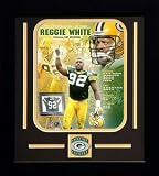 Reggie White Green Bay Packers NFL Framed Photograph Hall of Fame Career Collage with Team Medallion