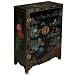 EXP Handmade Furniture - 35" Black Lacquer Wood Storage Cabinet / End Table Lakeside Pagoda Motif