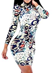 Snake Print Polyester/Spandex Long Sleeves Romper/Jumpsuit/Mini Dress 