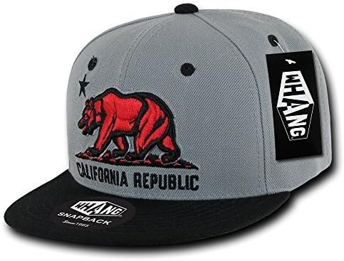 WHANG California Republic Snapbacks, Grey/Black by Decky Brands Group
