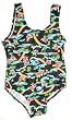Girls 7-16 1-Piece Swimsuit - Black/Neon Tropical