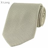 Gold Beige Checked Pattern New Extra Long Necktie Tie