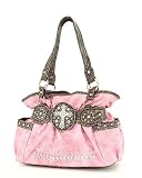 Pink Western Rhinetone Buckle Crocodile Satchel Handbag