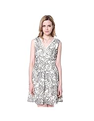 V-neck Cocktail Polyester Floral Print Vintage Illusion Pleated Belted Sleeveless Summer Skater Dress/Evening Dress/Party Dress 