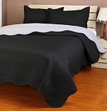 Black/Gray Reversible Bedspread/Quilt Set Queen