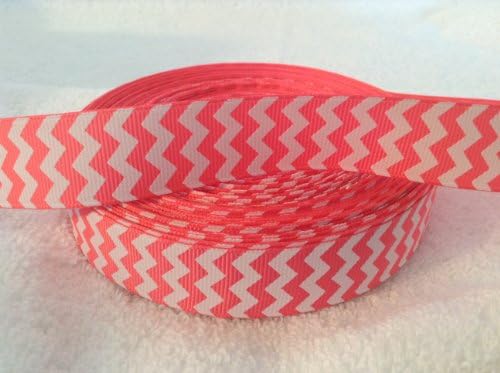5 yards 7/8 Bubblegum Pink Chevron Grosgrain Ribbon