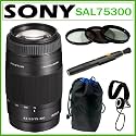 Sony Alpha SAL75300 75-300mm f/4.5-5.6 Compact Super Telephoto Zoom Lens for Sony Alpha Digital SLR Cameras + Accessory Kit
