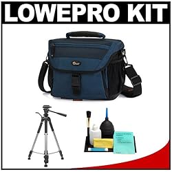 Lowepro Nova 180 AW Digital SLR Camera Shoulder Bag (Ultramarine Blue) + Tripod + Accessory Kit for Canon Rebel T3, T3i, T1i, T2i, EOS 60D, 5D, 7D, Nikon D3000, D3100, D5000, D5100, D7000, D300s, Olympus Evolt E-5, E-30, E-620 & Sony Alpha A560, A580, A33, A35, A55