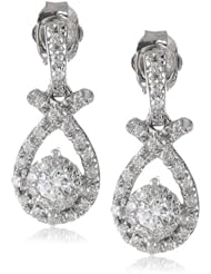 14K White Gold Cluster Teardrop Diamond Earrings (1/2 Cttw, H-I Color, I2 Clarity)