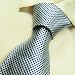 T4150 Designer Necktie Hand Made Blue White Ties Checkers Plaids Necktie for Men 100%...