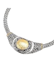 Enchanta Collection Sterling Silver & 18K Hammered Circle 18 Inch Necklace
