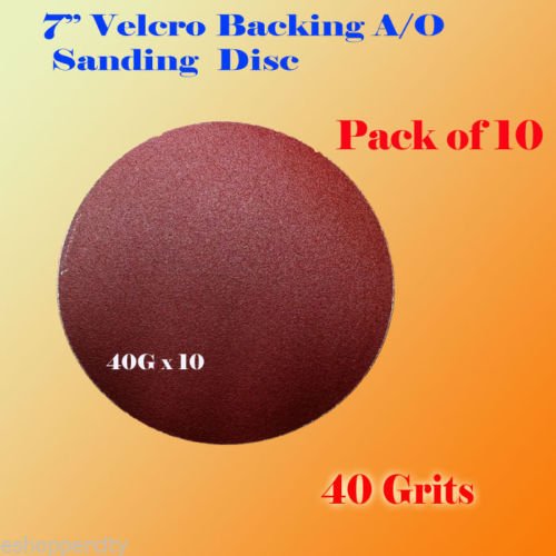 Pack of 10x 7" 40 Grit Sanding Disc Paper Hook and Loop Velcro Backing Sander Abrasive Sandpaper Peel Air Sander Orbit
