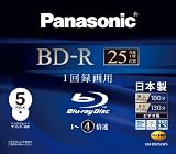 パナソニック 録画用4倍速ブルーレイディスク 25GB(追記型)5枚パックLMBR25LW5 LM-BR25LW5の画像