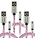 Bastex 3 pack Pink Snake Skin Rugged Heavy Duty Durable High Speed USB 2.0 Micro USB Charger Cable (2.6 ft) for Galaxy S6 S5 Note 5 LG G4 and other devices