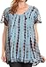 Sakkas Spala Long Tie Dye Embroidered Cap Sleeve Drop V Neck Blouse Shirt Top