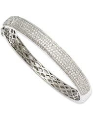 Sterling Silver & CZ Brilliant Embers Hinged Bangle Bracelet