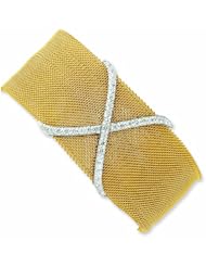 Stainless Steel & Sterling Silver CZ Gold-Plated Mesh Bangle