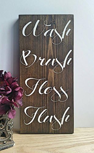 Elegant Bathroom Wall Decor, Wash Brush Floss Flush