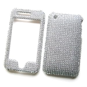 Apple iPhone 3G & 3GS Snap On Protector Hard Case Rhinestone Pretty Silver