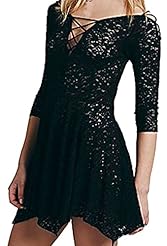 Checkered Print Lace Sheer Polyester/Spandex Spring Summer Winter Skater Dress/Club Dress/Party Dress 