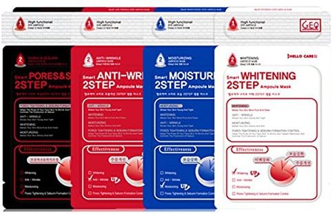 Face Mask Sheet Pore & sebum 2 Step Ampoule Mask , 100% Natural,FDA Certification Anti Wrinkles & Whitening 26 G.