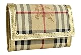 Apparel : Burberry Medium PVC Coated Check Canvas Gold Leather Wallet 3207060