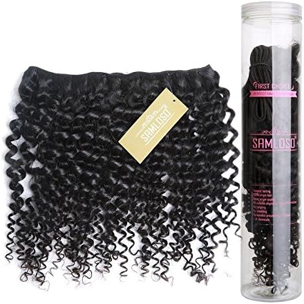 Bounce Curly Virgin Human Hair Extensions 1 Bundle 100grams Hair Weaving in Natural Black Color By Samloso Hair(14")