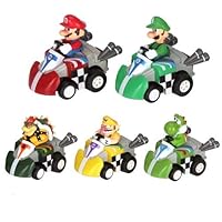 Lujex Super Mario Brothers:5pcs Super Mario Figures Pull Back Kart Car Christmas Gift