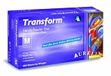 Aurelia 98897 Transform Nitrile Powder-Free Gloves, 3.2mil Palm Thickness, Medium, TransBlue, Box of 200 gloves