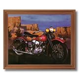 Knucklehead Harley Davidson Motorcycle Home Decor Wall Picture Oak Framed Art Print