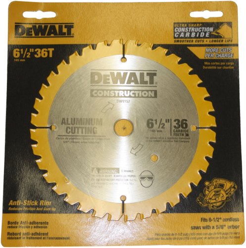 DeWalt DW9152 6-1 2-Inch 36 Tooth Aluminum Cutting Saw Blade with 5 8-Inch Arbor