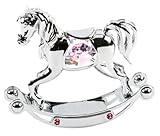 from The Emporium Christening Gifts Christening Gift. Rocking Horse - Girls Pink with Swarovski Crystals