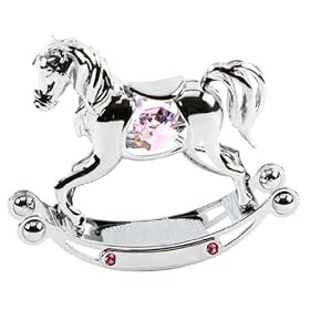 Christening Gift. Rocking Horse - Girls Pink with Swarovski Crystals