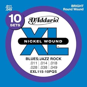 D'Addario EXL115-10PQS Nickel Plated Electric Guitar Strings, Frustration Free, Jazz Light: Musical Instruments